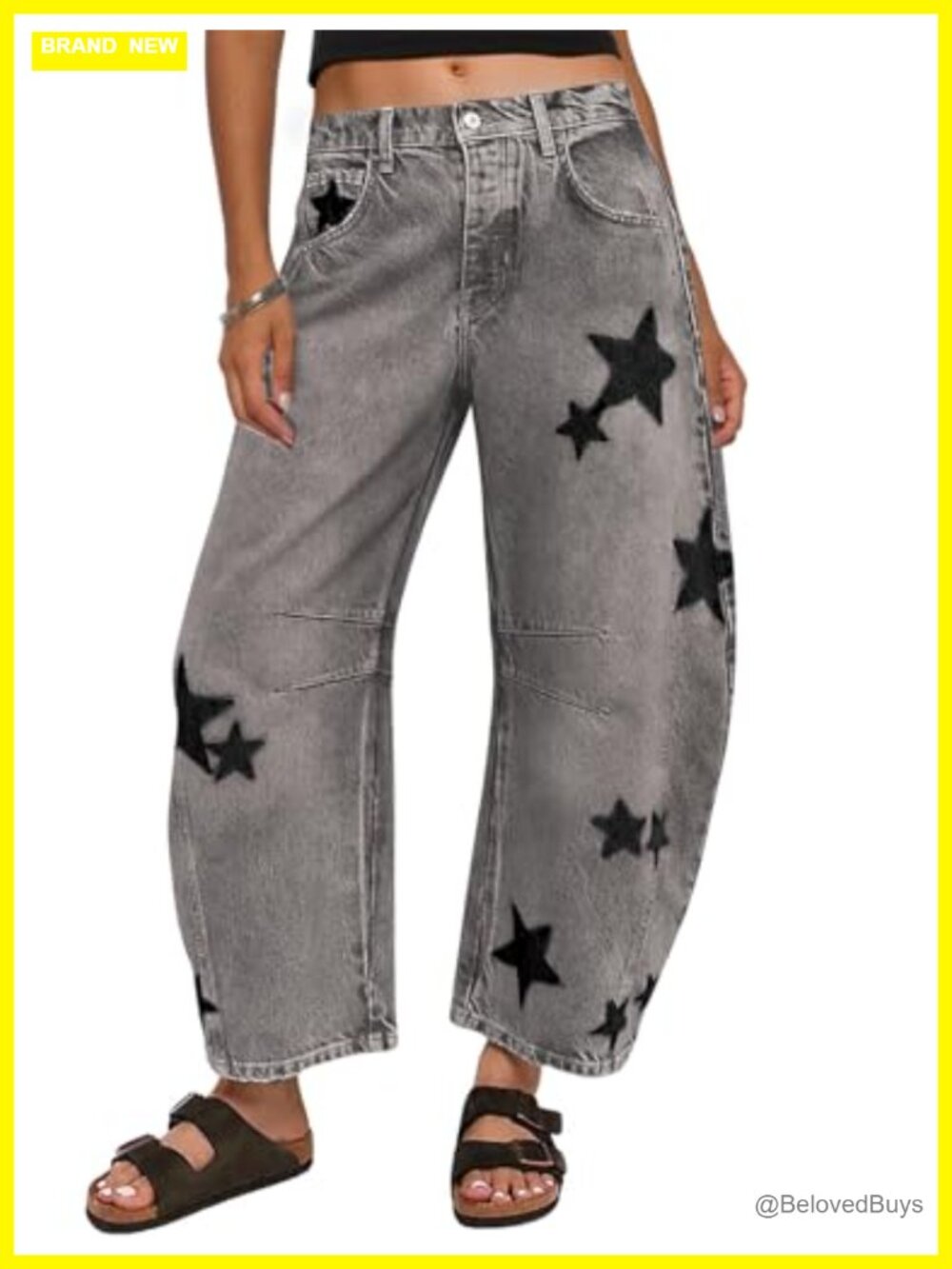 Y2K Barrel Jeans Women Wide Leg Baggy Distressed Boyfriend Horseshoe Denim Pants